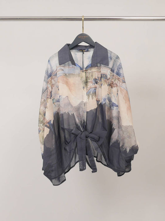 Tunic in printed Tencel and silk : BLUE MARINE