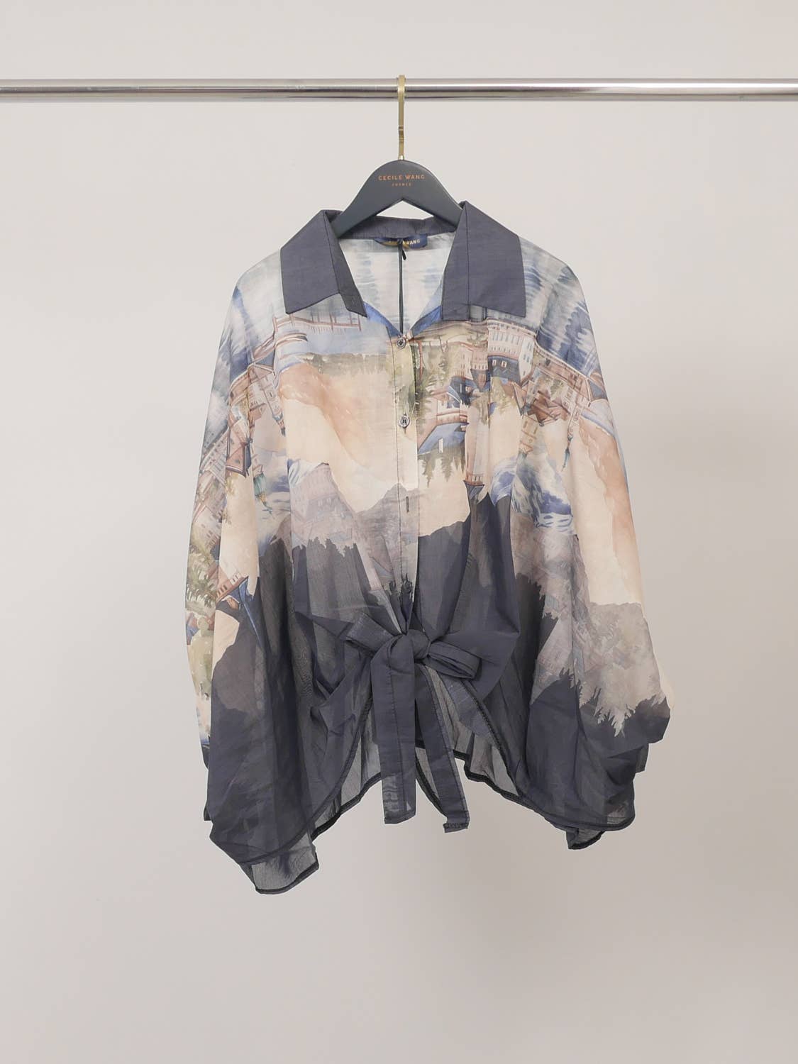 Tunic in printed Tencel and silk – KD8971-3: Blanc Cassé