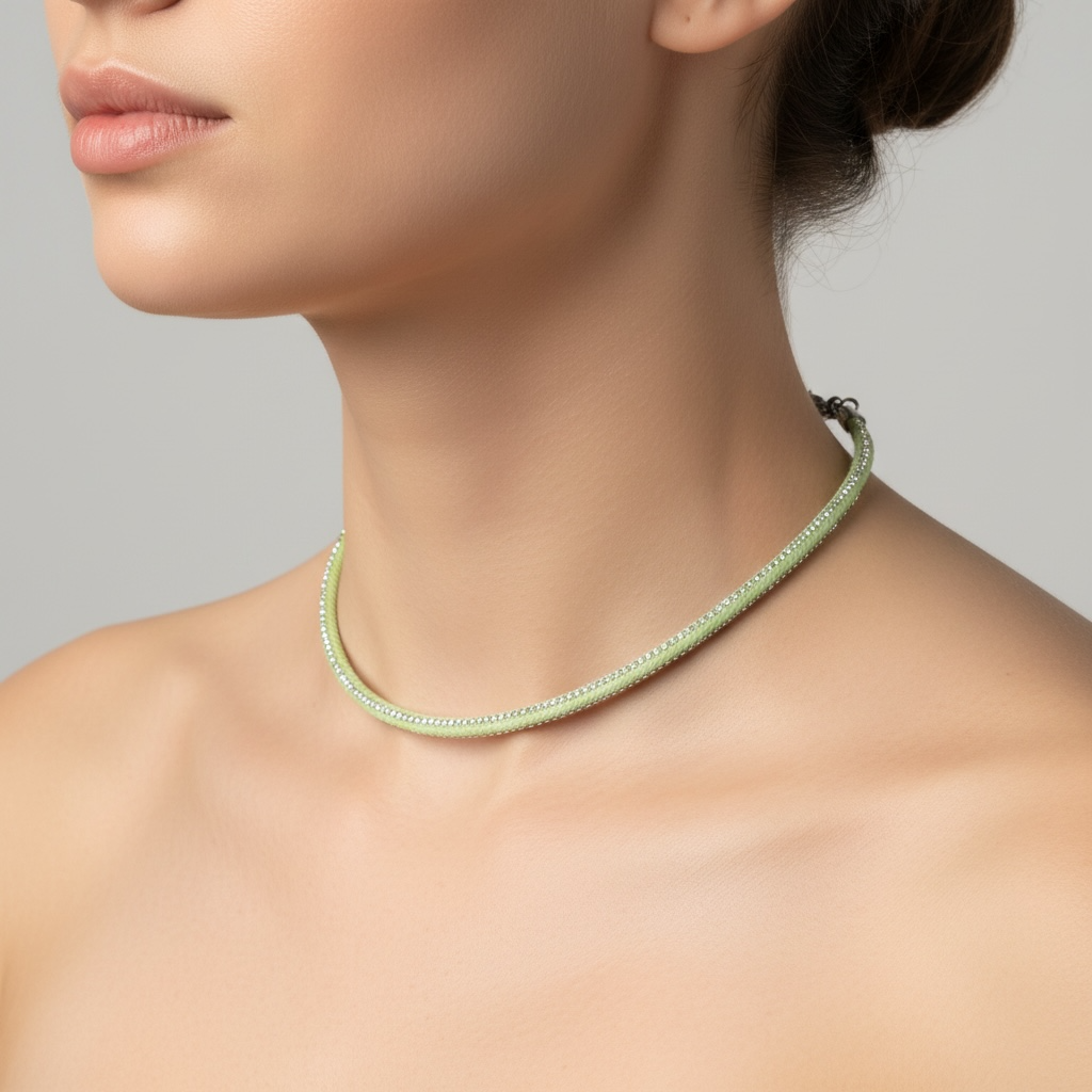 Hematite and Nylon Necklace