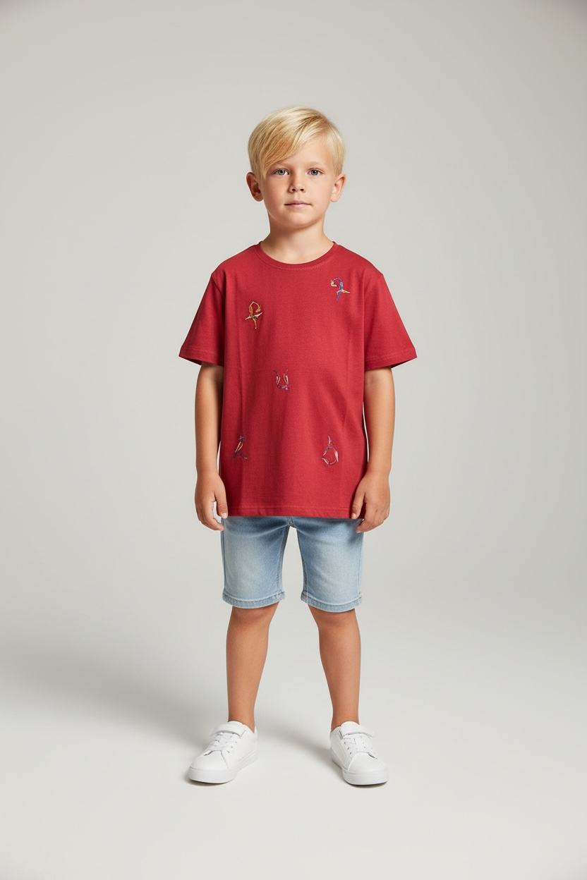 Red Shirt with Embroidery