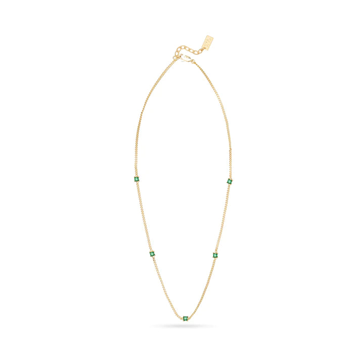 AC Gold Plated Necklace with Colored Zircon Gemstone