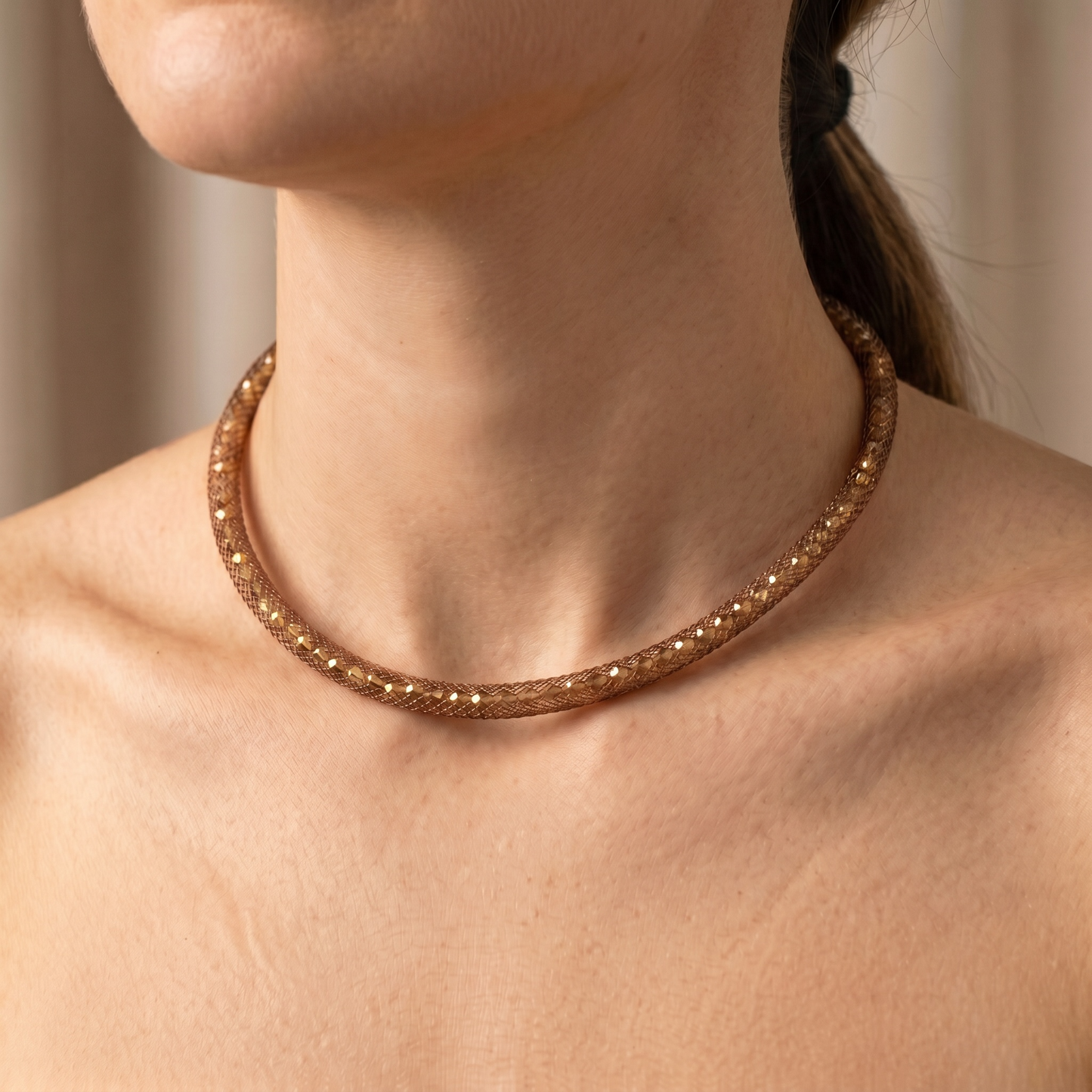Hematite and Nylon Necklace