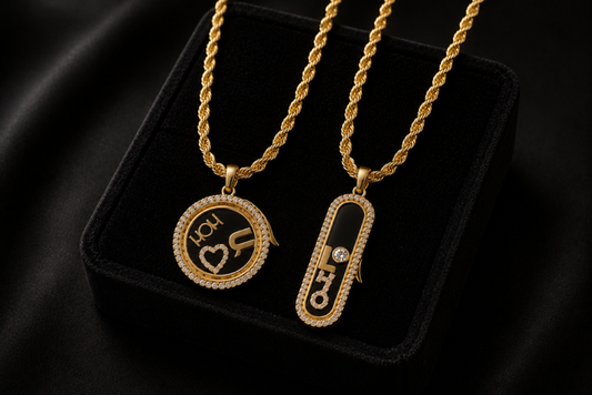 Custom Charm Holder Necklace – Armenian Alphabet Initials, Heart Charms & Personalized Name Pendant