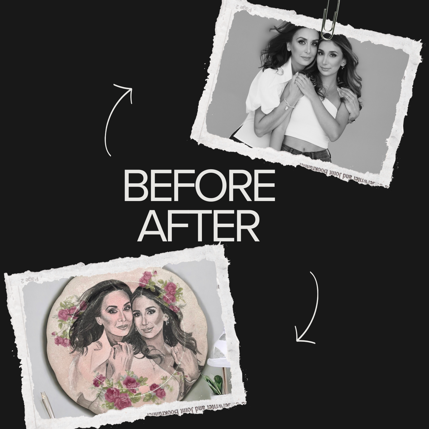 Cherished Forever-Custom Hand-Painted Portrait on Antique Ceramic Plate