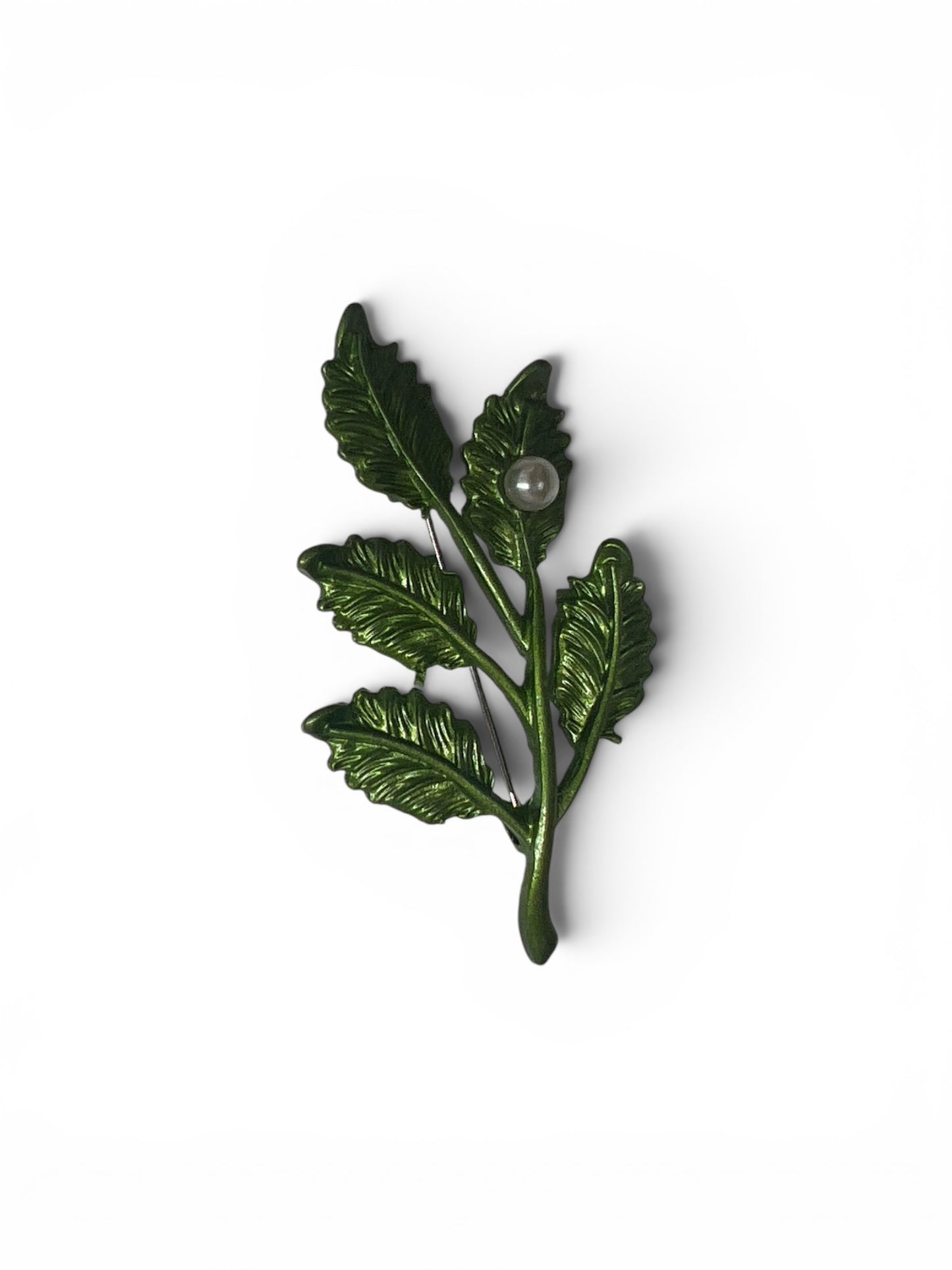 Botanical Leaf Pearl Brooch