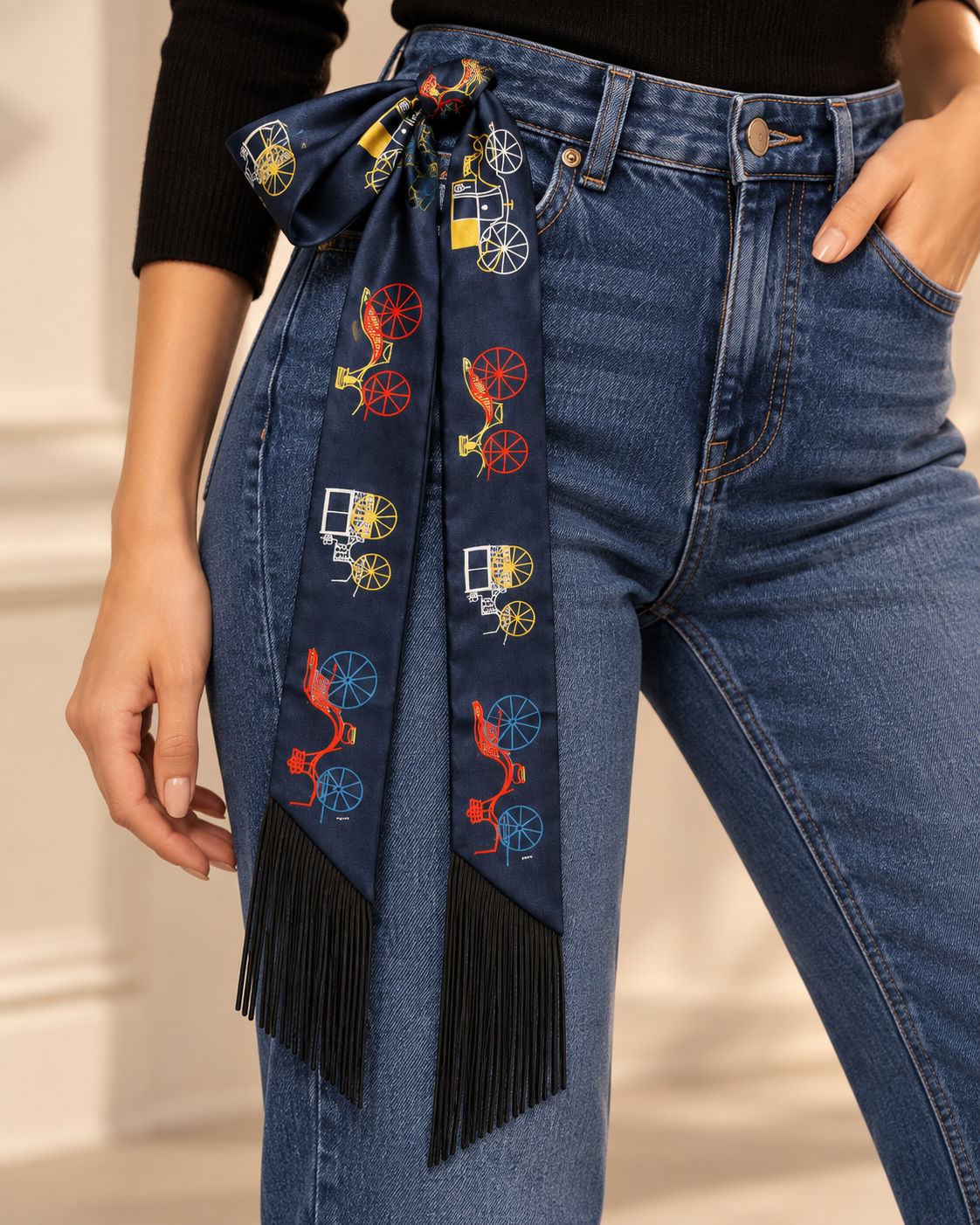 Printed Fringed Detail Scarf: 15 / One Size