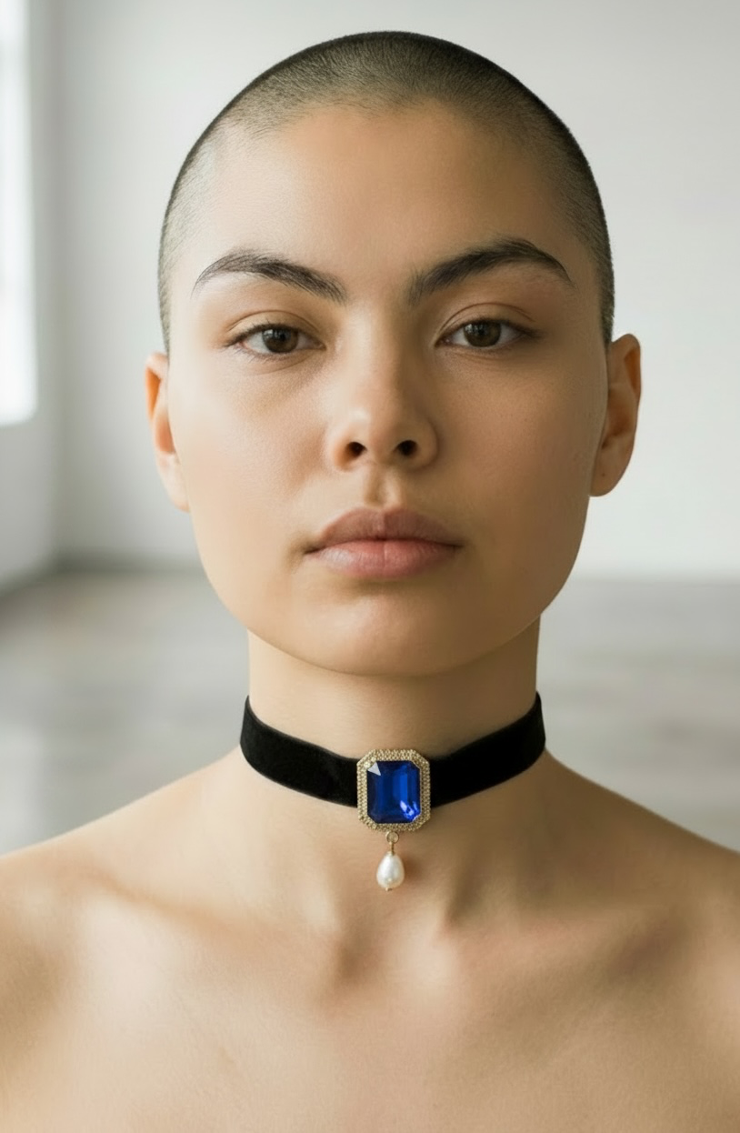 Dark Blue Square Stone Choker