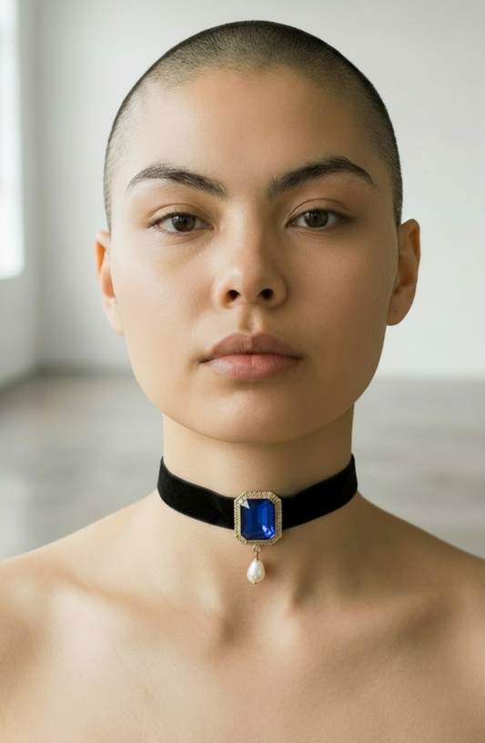 Dark Blue Square Stone Choker