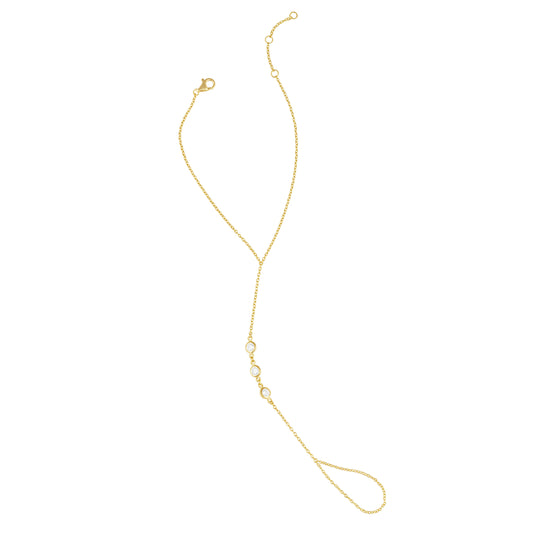 Cz Bezel Hand Chain Bracelet