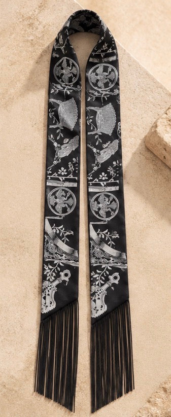 Printed Fringed Detail Scarf: 10 / One Size