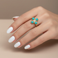 Turquoise Pearl Glory Cross Ring