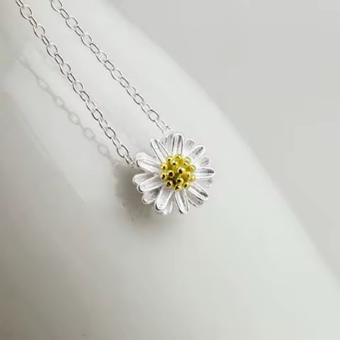 Silver and Gold Daisy Necklace