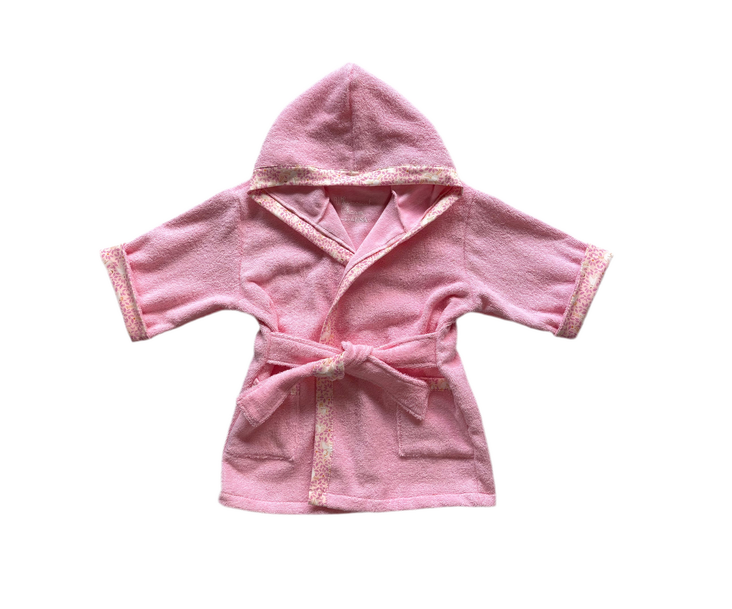 Bath, Beach or Pool Robe in Baby Pink with Swan Trim