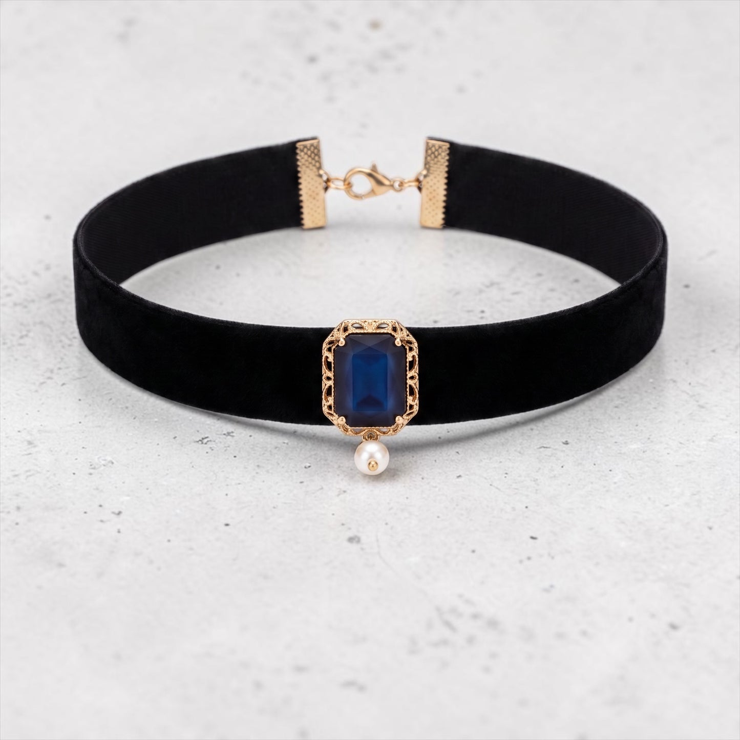 Dark Blue Square Stone Choker