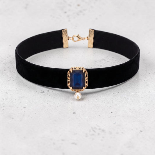 Dark Blue Square Stone Choker
