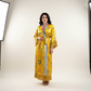 Yellow Armenian Alphabet Silk Robe