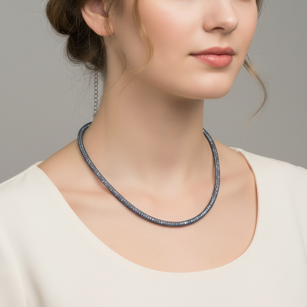 Hematite and Nylon Necklace