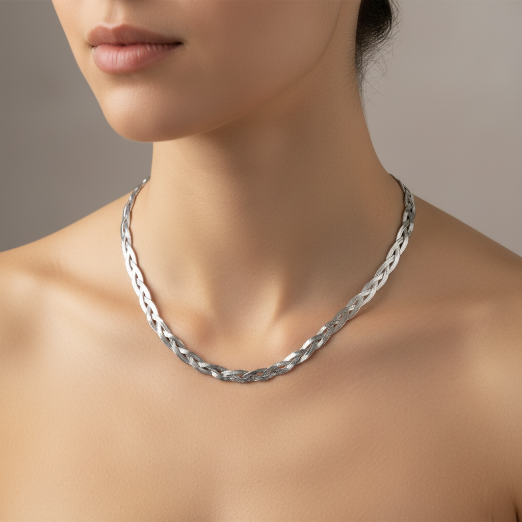 Woven flat chain Necklace