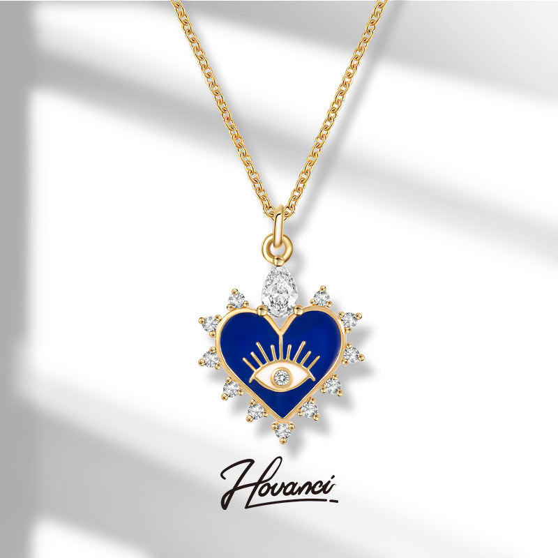 Evil Eye Heart Halo Necklace