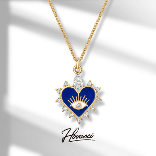 Evil Eye Heart Halo Necklace