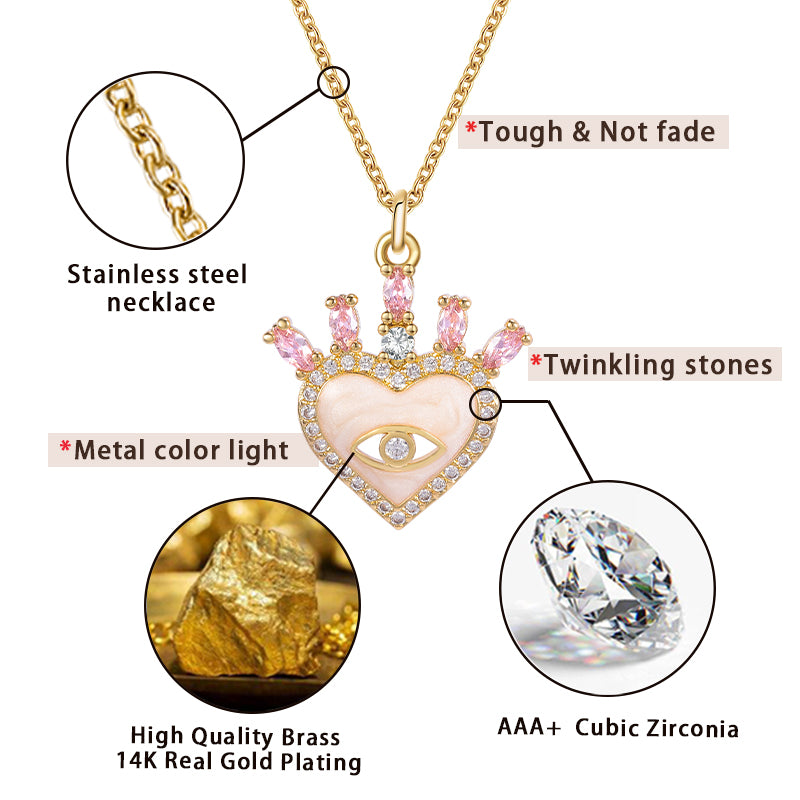 Blush Evil Eye Heart Necklace