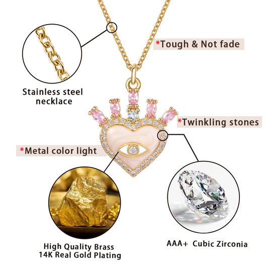 Blush Evil Eye Heart Necklace