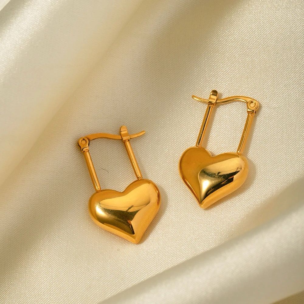 Golden Heart Stainless Steel Earrings