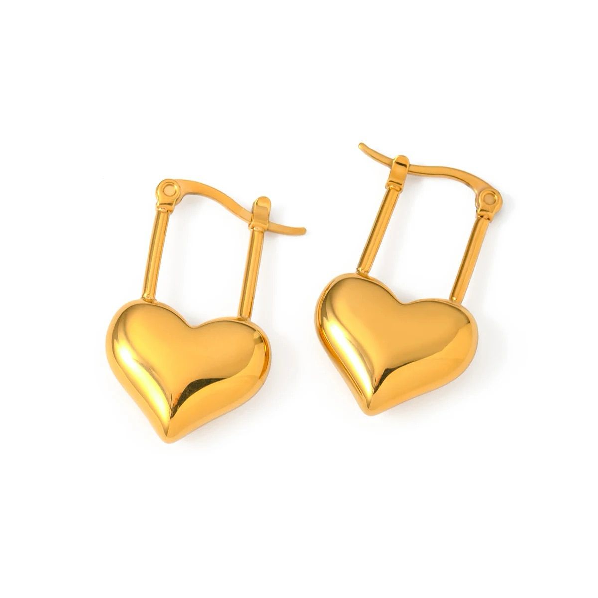 Golden Heart Stainless Steel Earrings