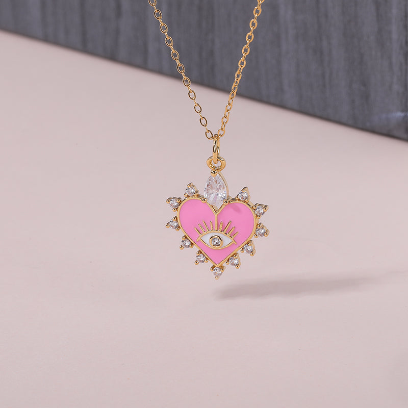 Evil Eye Heart Halo Necklace
