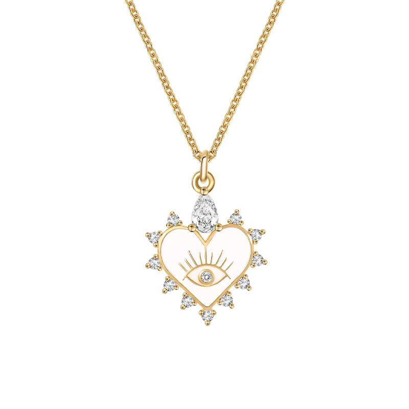 Evil Eye Heart Halo Necklace