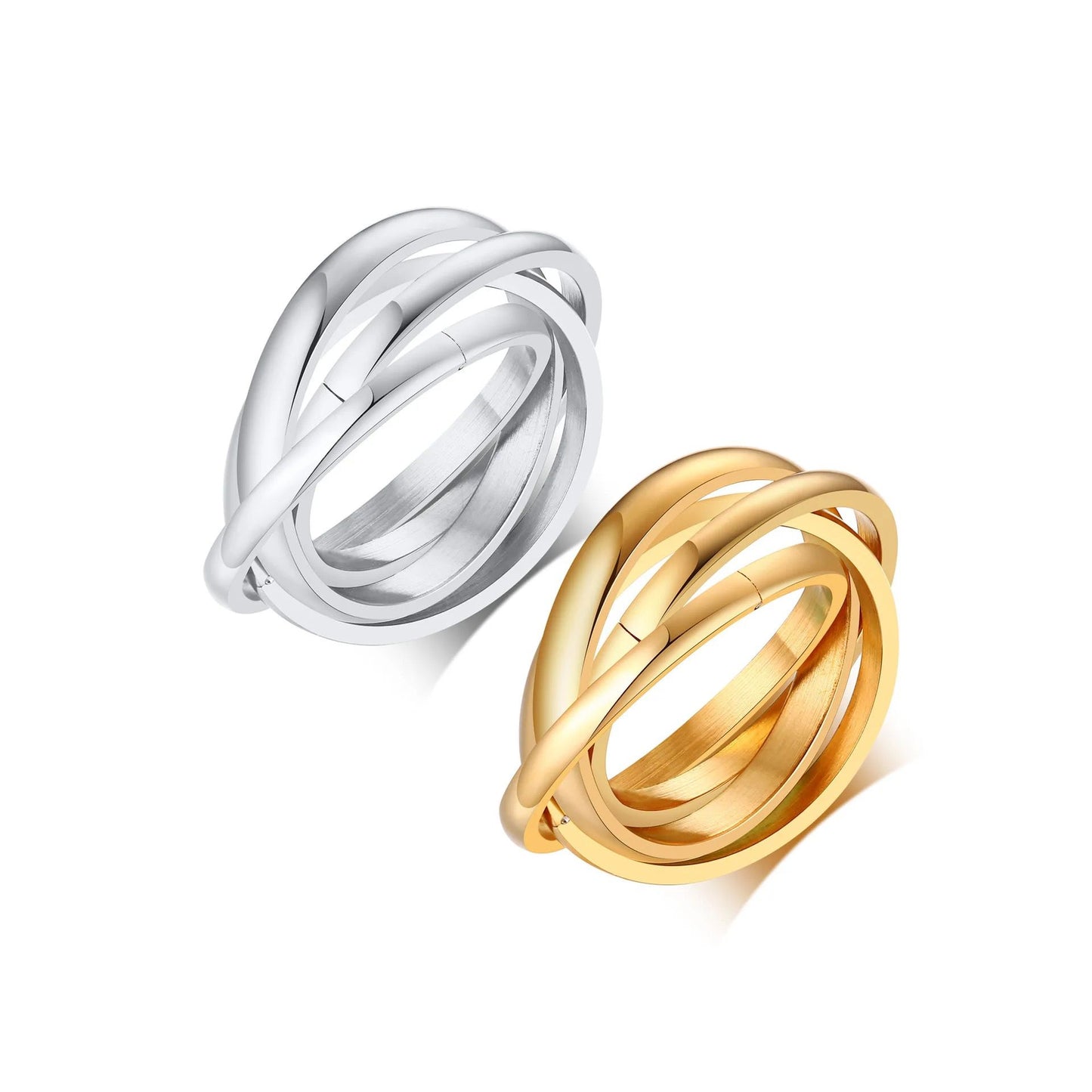 Gold Plated Triple Circle Rings
