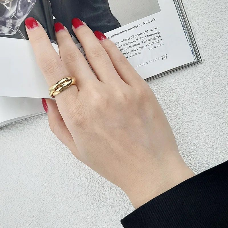 Gold Plated Triple Circle Rings