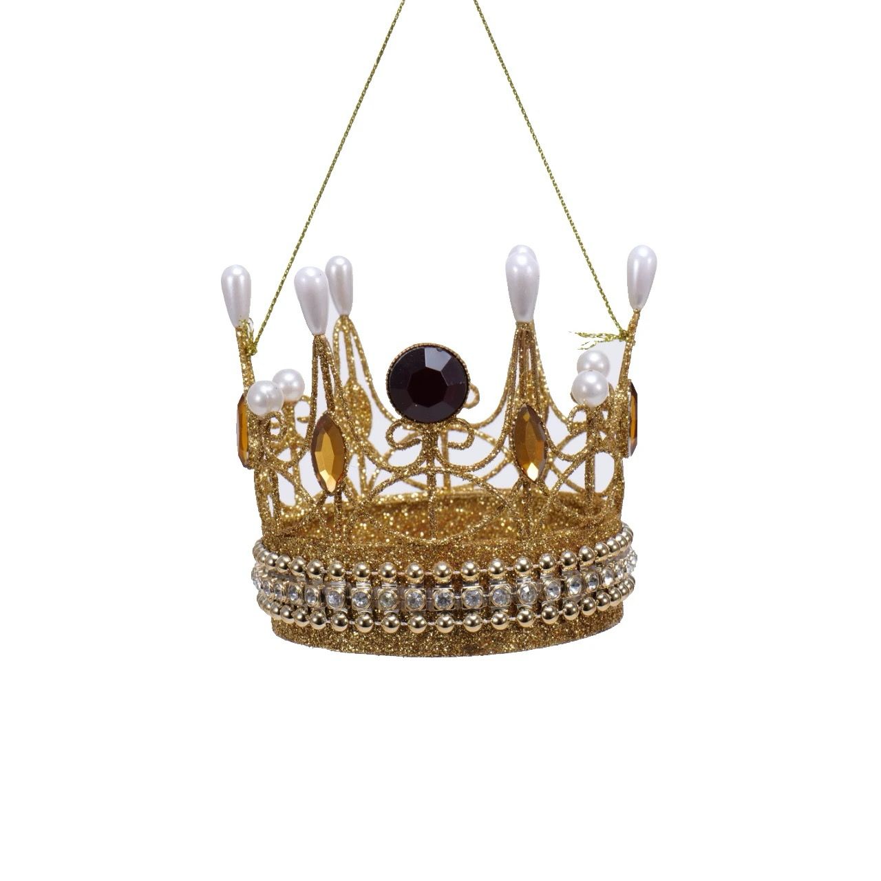 Gold Crown with pearls and Red Stone Ornament