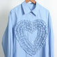 Shirt with Heart Pleated Detail