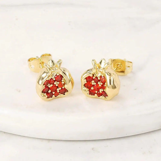 Pomegranate Stud with Gemstones