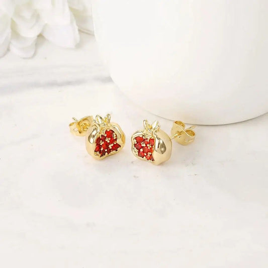 Pomegranate Stud with Gemstones