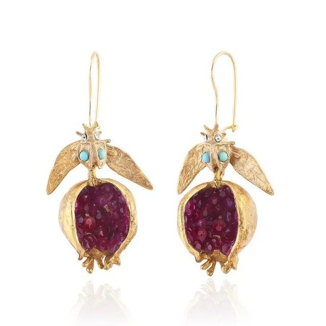 Pomegranate Earrings with Gemstones