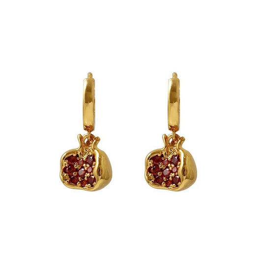 Tiny Drop Pomegranate Earrings