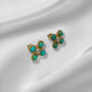 Turquoise Pearl Glory Cross Stud Earrings