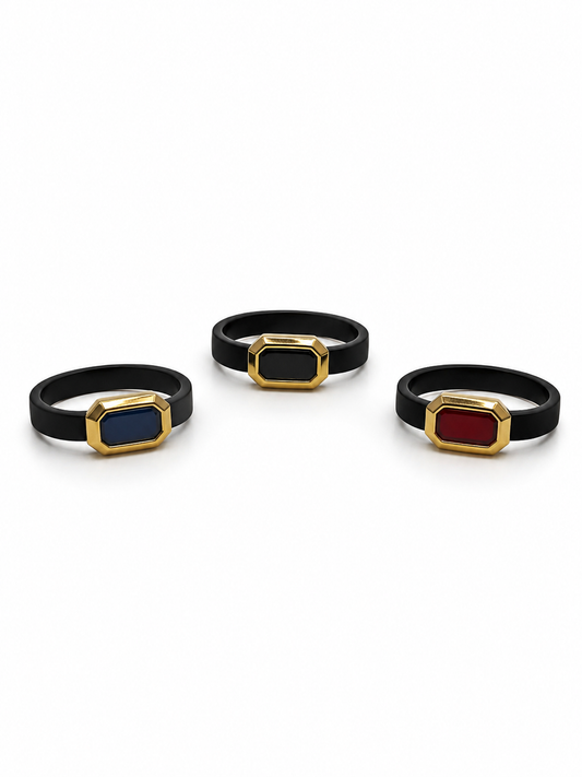 Black band gem rings