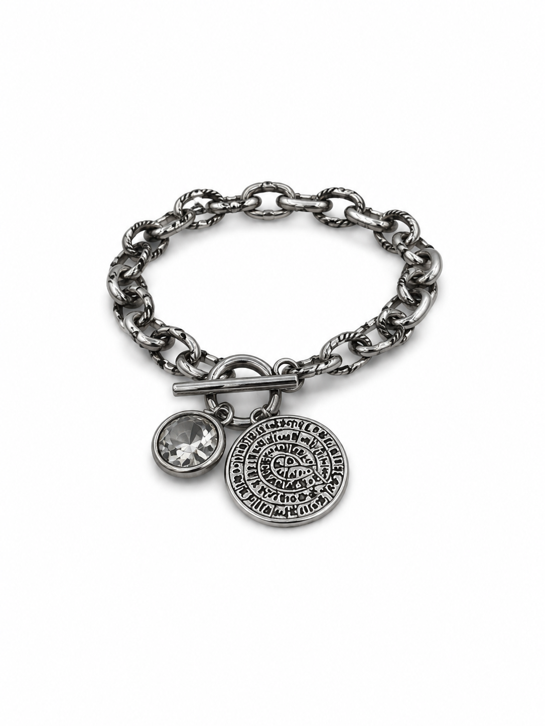 Chained Phaistos Disc Hematite Bracelet