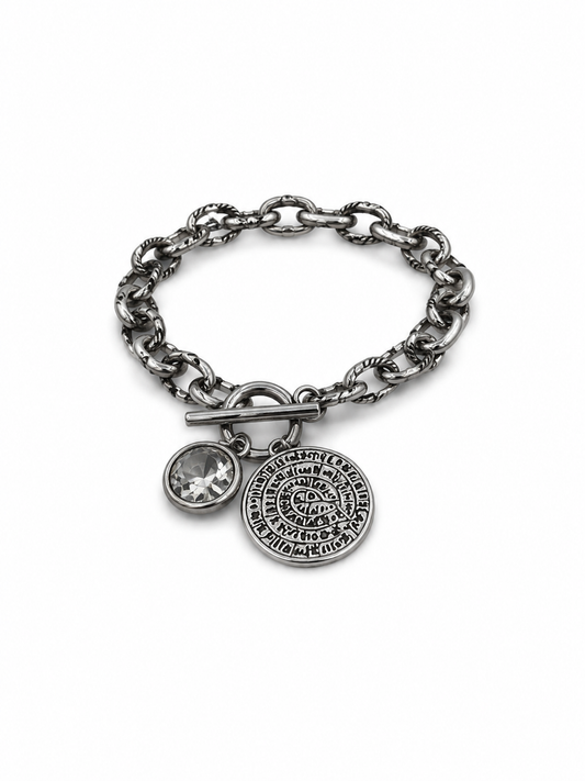 Chained Phaistos Disc Hematite Bracelet