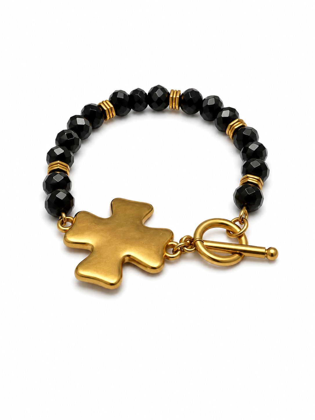 Black Crystal Cross Bracelet