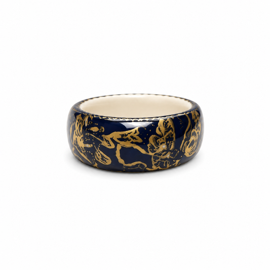 Handmade Armenian Blue Porcelain Statement Ring