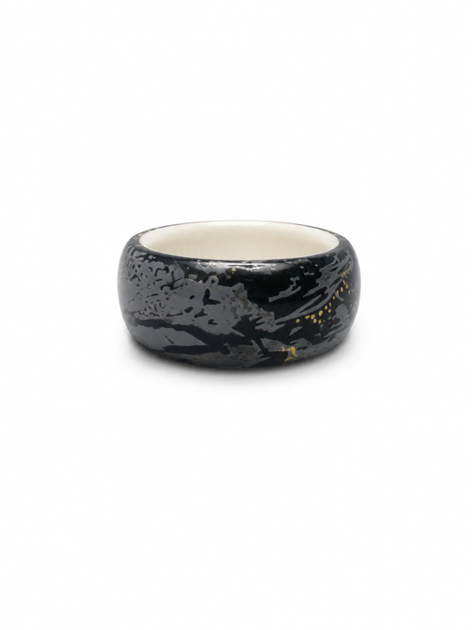 Handmade Black Porcelain Statement Ring