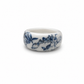 Handmade White & Blue Porcelain Floral Statement Ring