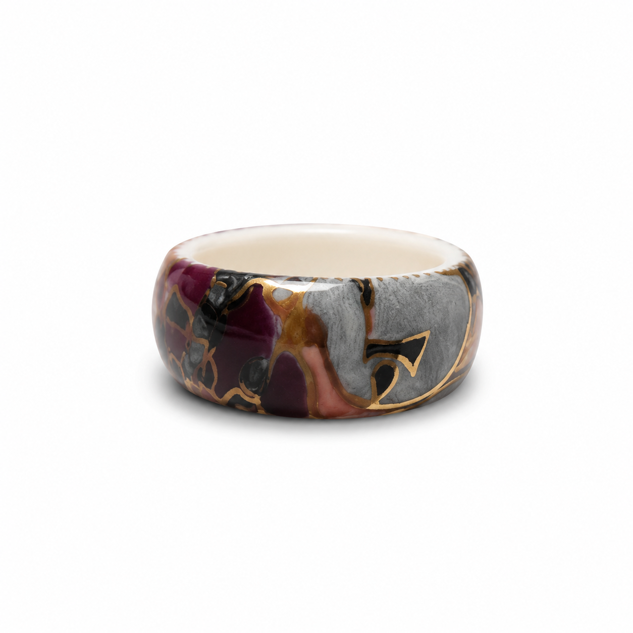 Handmade Abstract Porcelain Statement Ring