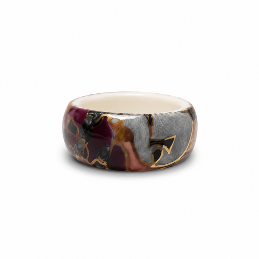 Handmade Abstract Porcelain Statement Ring