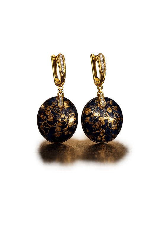 Handmade Blue Porcelain Floral Drop Earrings