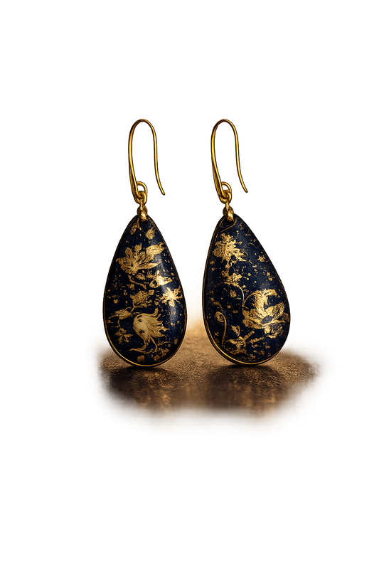 Handmade Blue Porcelain Teardrop Earrings